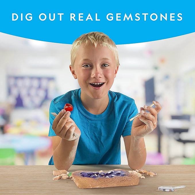 NATIONAL GEOGRAPHIC Mega Gemstone Dig Kit – Dig Up 15 Real Gemstones and Crystals, Science Kit for Kids, Gem Digging Kit, Gift for Girls and Boys, Mining Kit, Rock Collection Nirvana Guru