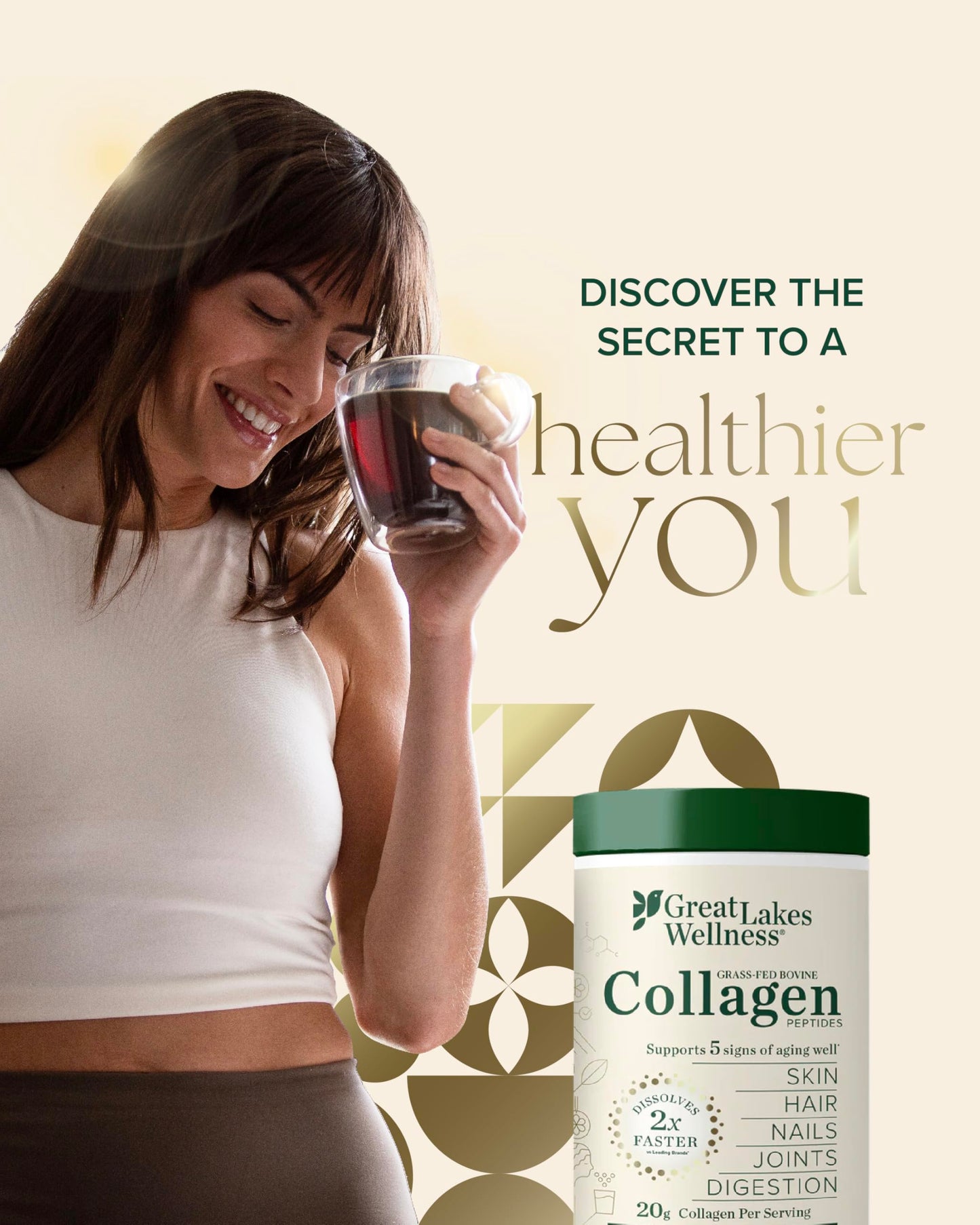 Great Lakes Wellness Collagen Peptides Powder for Skin, Hair, Nails, Joints & Digestion - Unflavored - Quick Dissolve Hydrolyzed, Non-GMO, Keto, Kosher - 16oz