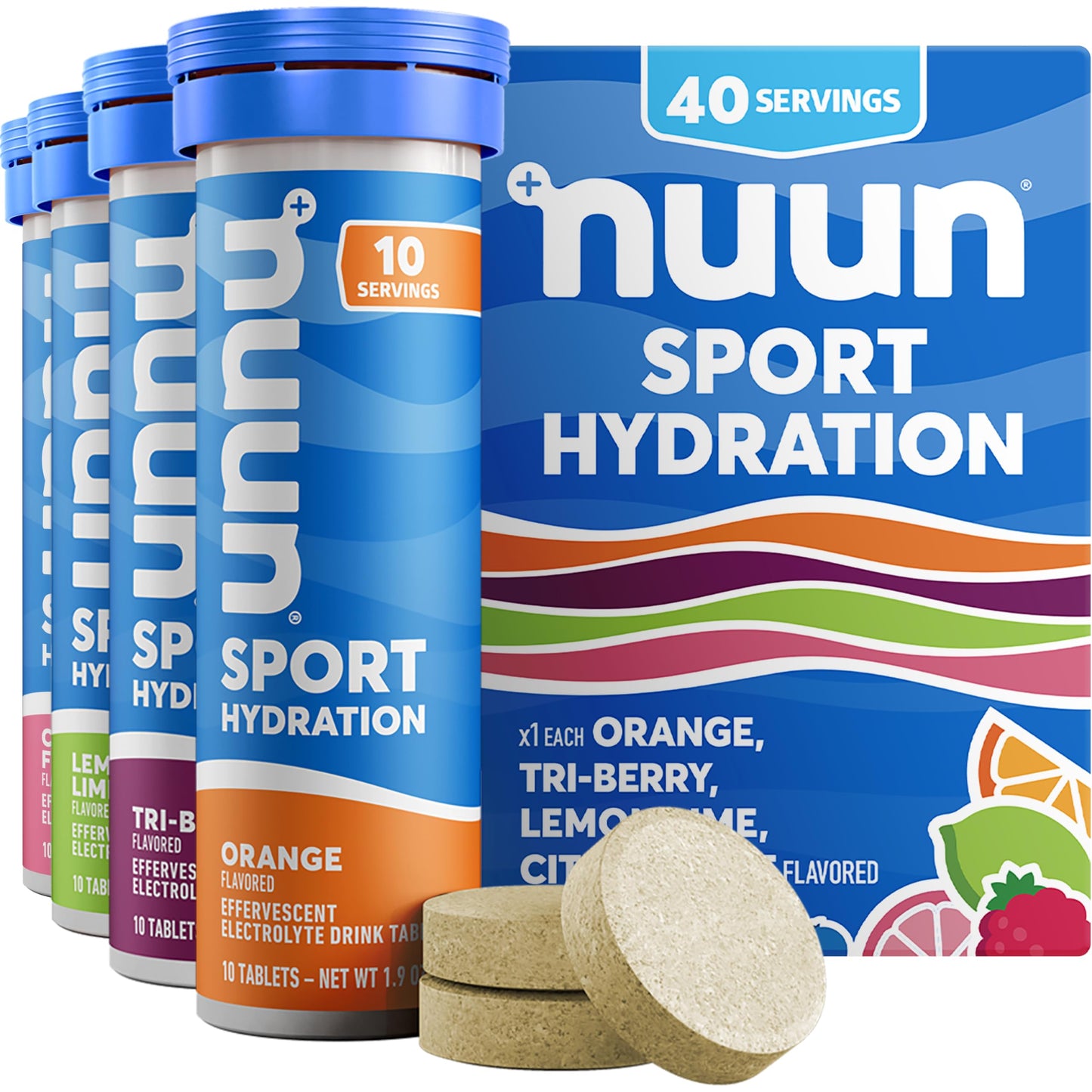 Nuun Sport Electrolyte Tablets with Magnesium, Calcium, Potassium, Chloride & Sodium, Gluten Free & Vegan, Strawberry Lemonade, 4 Pack (40 Servings Total)