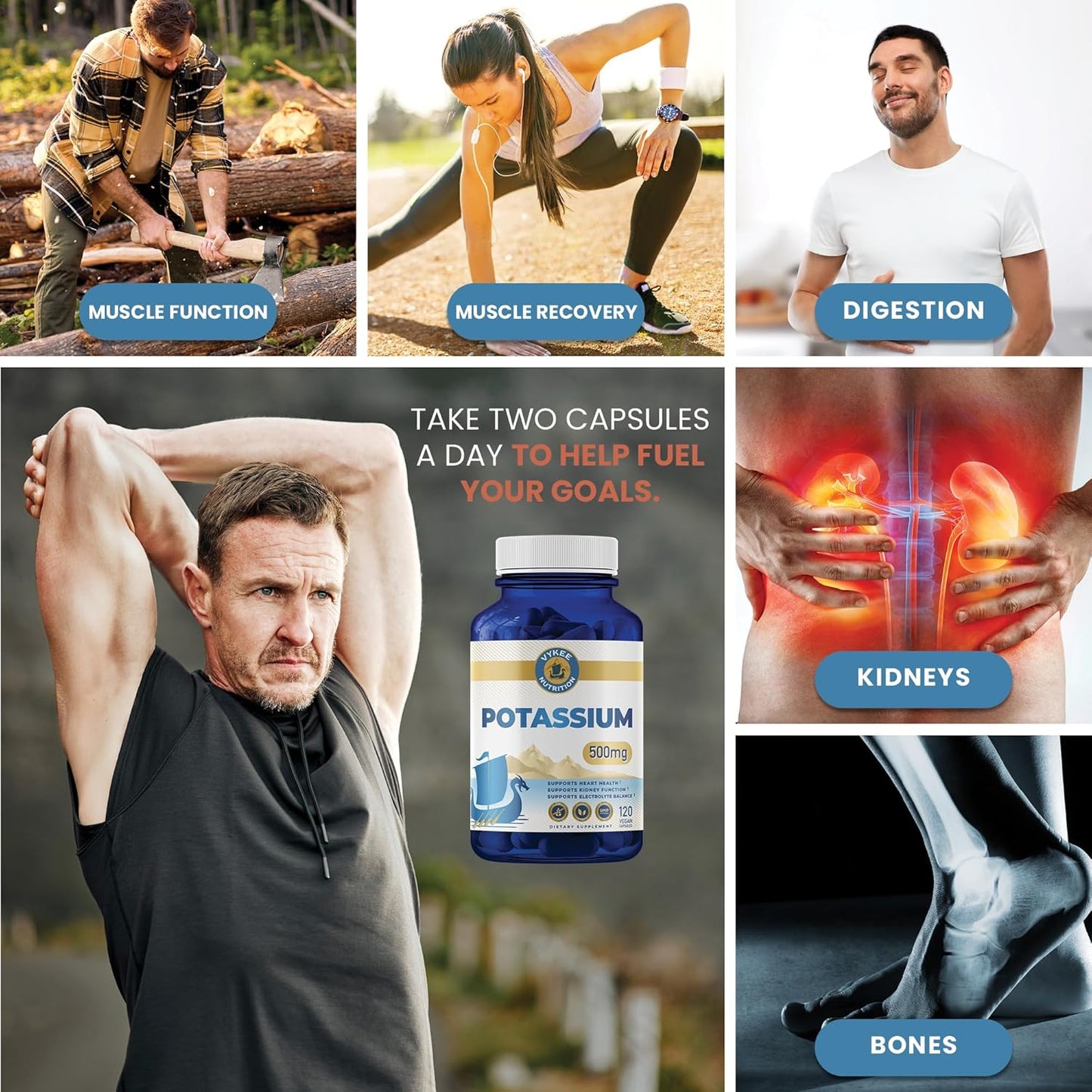 Potassium Citrate Capsules – High-Potency 500mg Potassium Per Serving | Supports Muscle Function, Electrolyte Balance & Heart Health | Vegan, Non-GMO, 120 Capsules Nirvana Guru