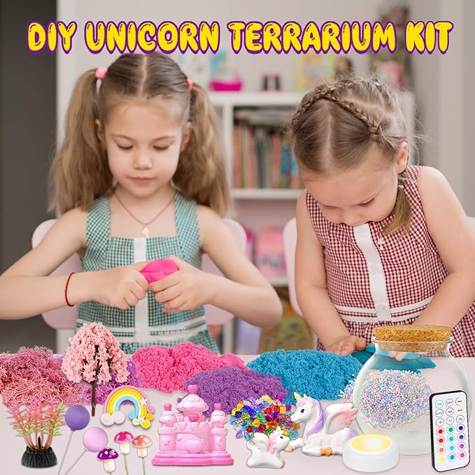 Unicorn Terrarium Crafts Kit for Kids-LED Night Light Up & Remote Unicorn Birthday Gifts Toys for Girls Ages5 6 7 8 9 10 Year Old-Christmas Gifts for Girls nirvanaguru