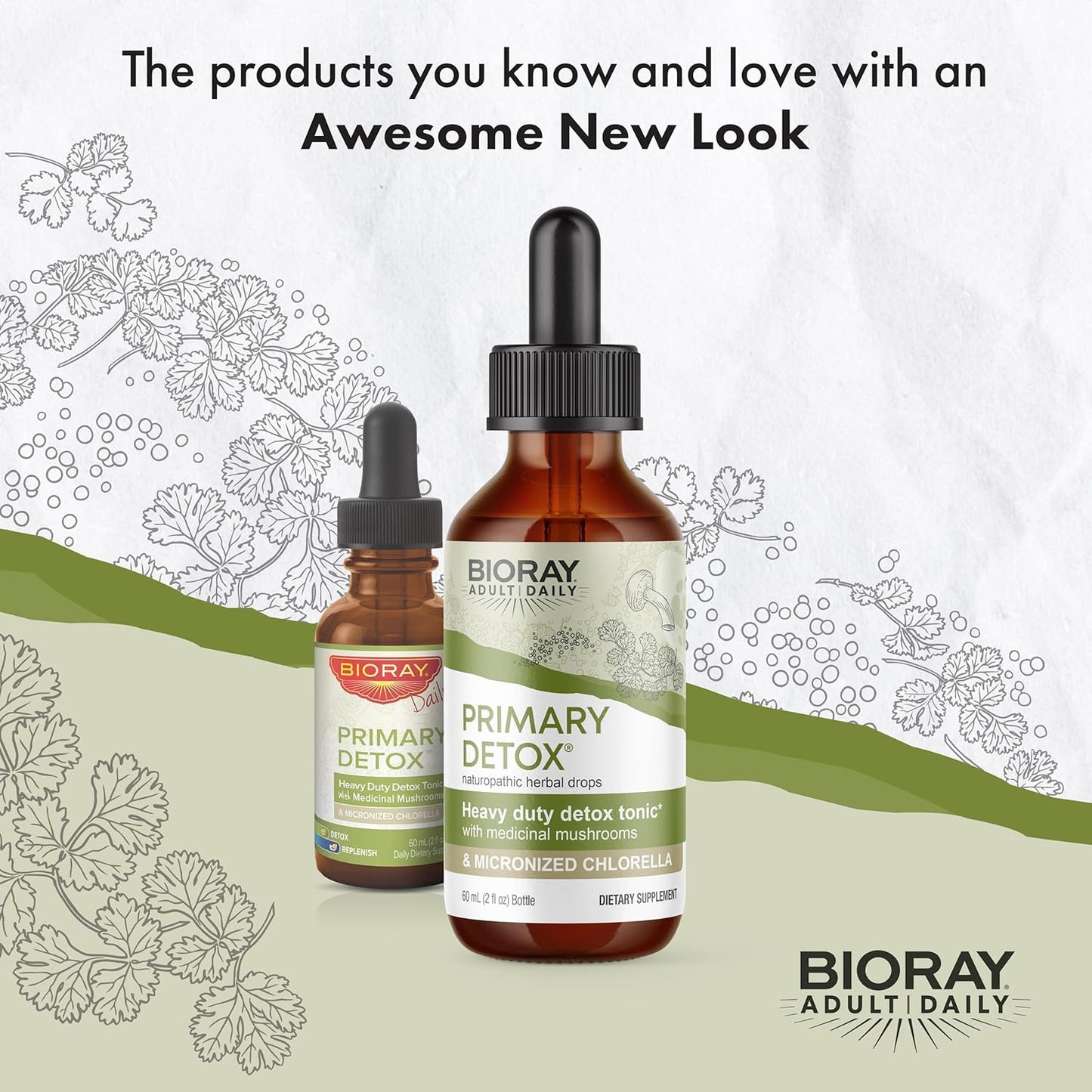 BIORAY Daily Primary Detox - 2 fl oz - with Medicinal Mushrooms & Micronized Chlorella - Organic, Non-GMO, Vegetarian, Gluten Free - Approx. 15 Servings Nirvana Guru