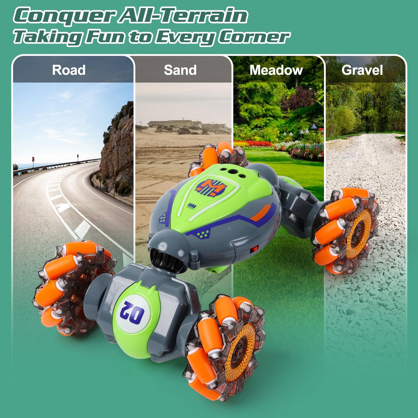 Gesture Sensing RC Stunt Car - Boys Toys Age 6-8-12, 4WD Hand Controlled Remote Control Twist Car with Light & Music, Cool Birthday Presents and Ideas Gifts for Kids Age 7 9 10 11 12 Years Old Nirvana Guru