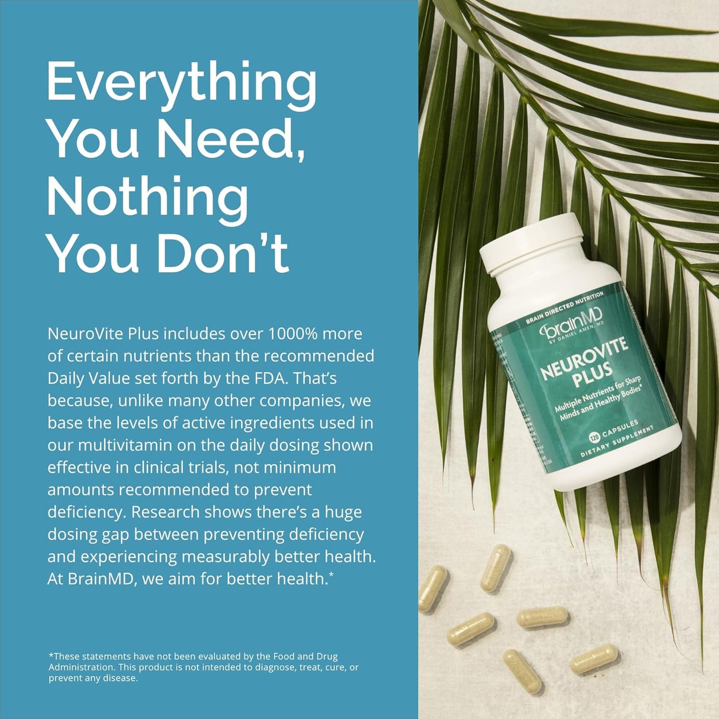 BRAINMD Dr Amen NeuroVite Plus - 120 Capsules, Pack of 2 - Multivitamin & Mineral Supplement - Enhanced with Phytonutrients, Enzymes & Whole Foods - Gluten Free - 60 Total Servings Nirvana Guru