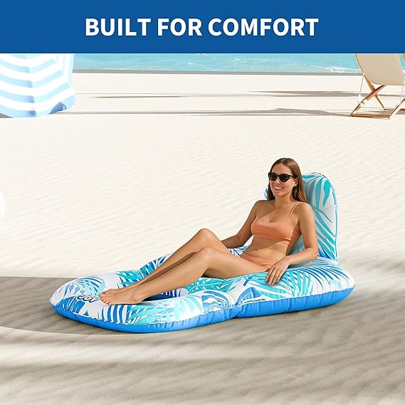 Pool Floats for Adults,Inflatable Chair Lounger Floaties with Drink Holder,Travel Pool Beach Lake Swim Inflatables Water Floating Rafts nirvanaguru