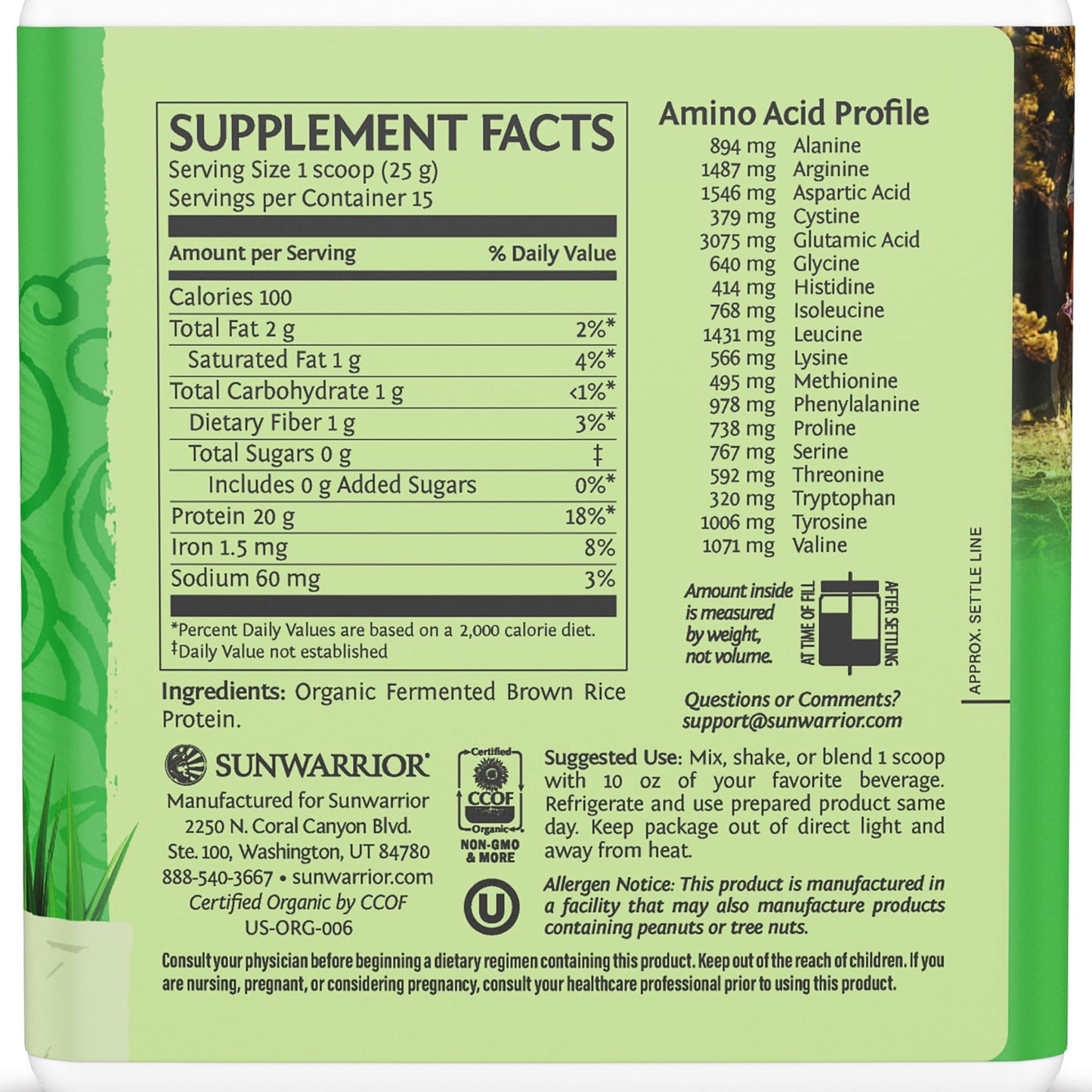 Brown Rice Protein Powder with Bcaa & Amino Acids Raw Rice Protein Shake Gluten Free Low Carb Dairy Free | Plant Based Classic Sprouted Brown Rice Protein Powder Natural 375g by Sunwarrior - Nirvana Guru