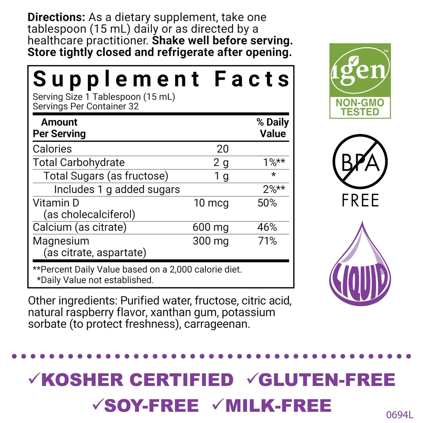 Bluebonnet Nutrition Liquid Calcium Citrate, Magnesium, Vitamin D3, Bone Health, Gluten Free, Soy Free, Milk Free, Kosher, 16 fl oz, 32 Servings, Mixed Berry Flavor Nirvana Guru