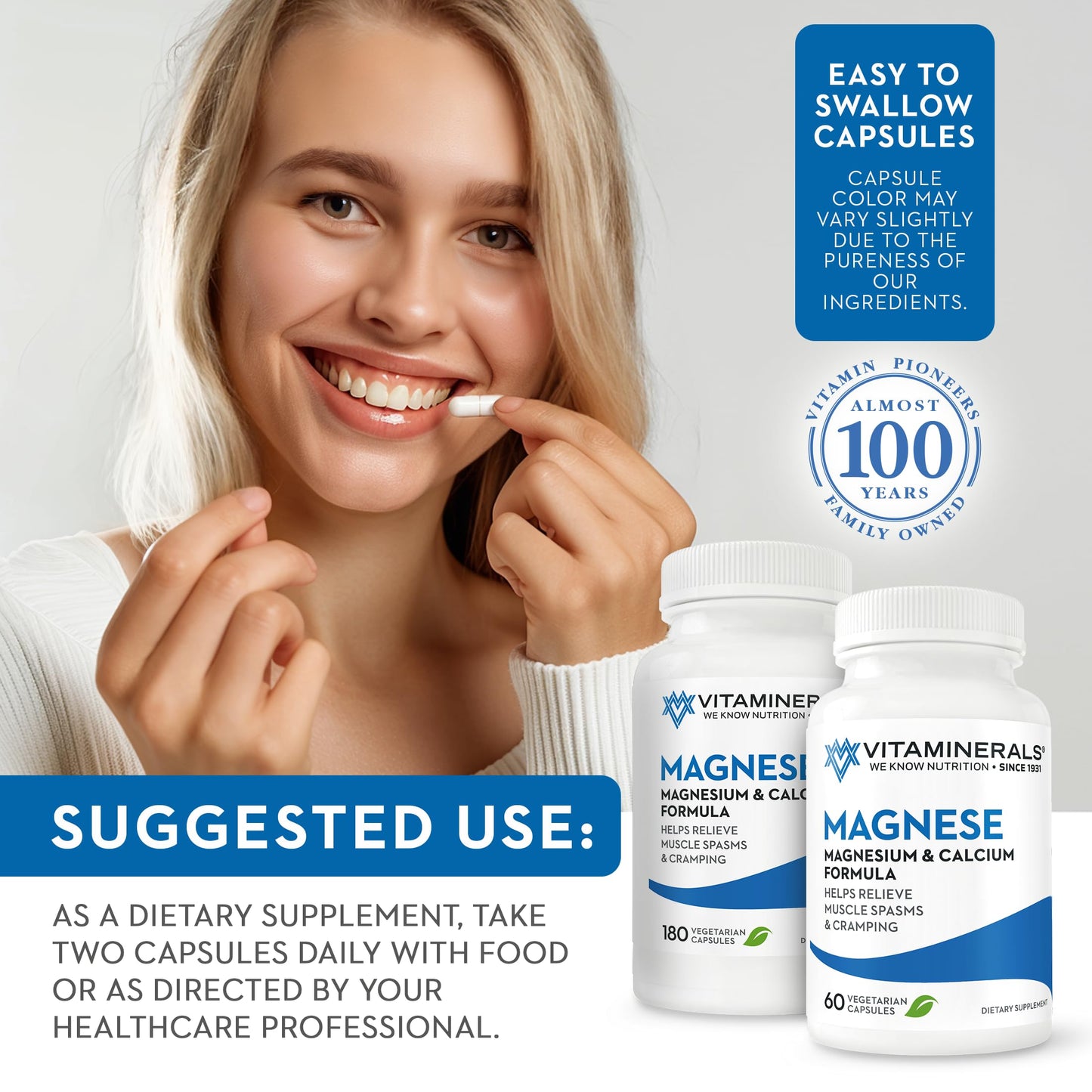 10 Magnese® Magnesium, Calcium & Vitamin D3, Bone & Muscle Support 180 Veggie caps Nirvana Guru