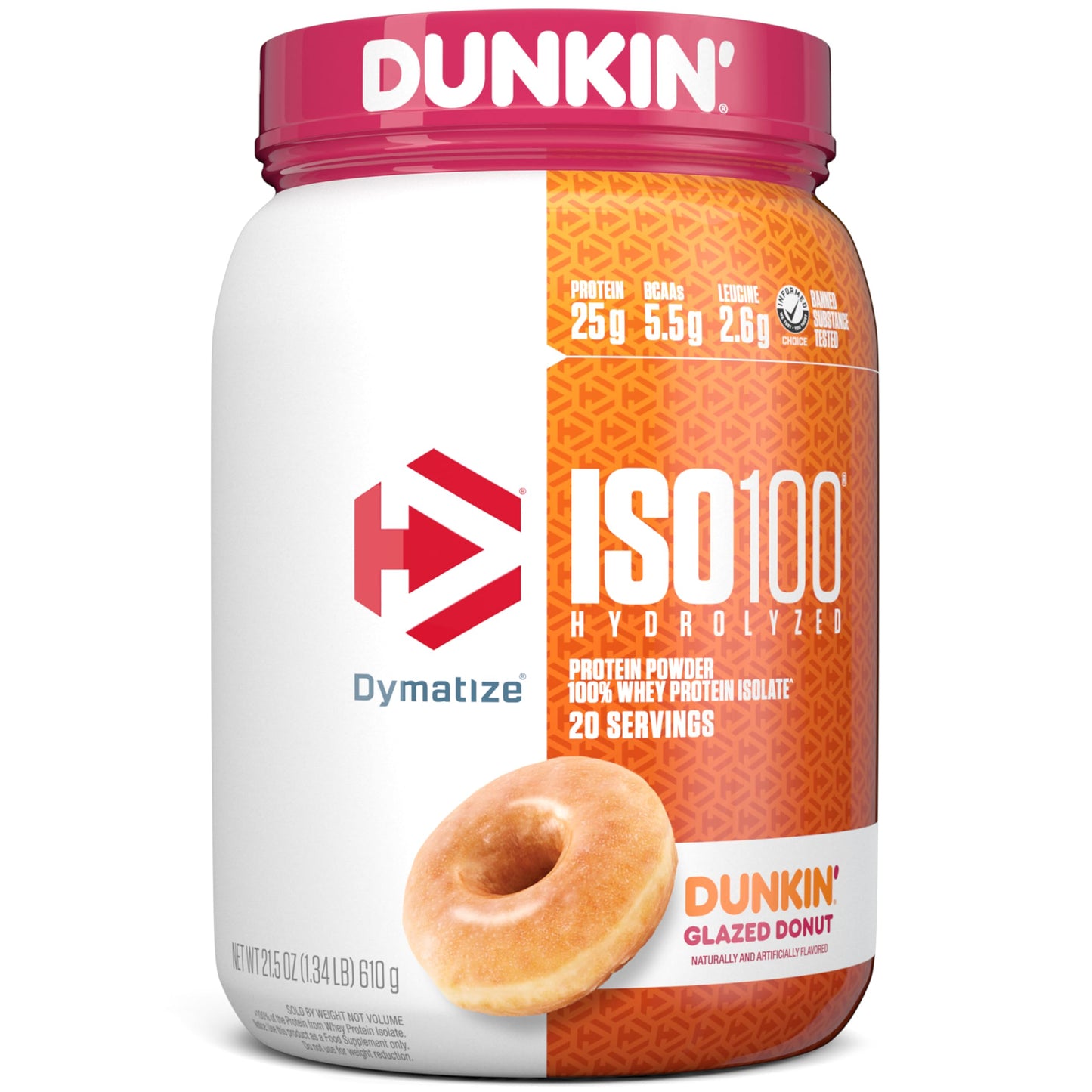 Dymatize ISO100 Whey Protein Powder Isolate, Gourmet Chocolate, 25g of Protein, 20 Servings, 5.5g BCAAs, Less Than 120 Cal., Gluten Free, 1g Fat, 1g Sugar, 2g Carb