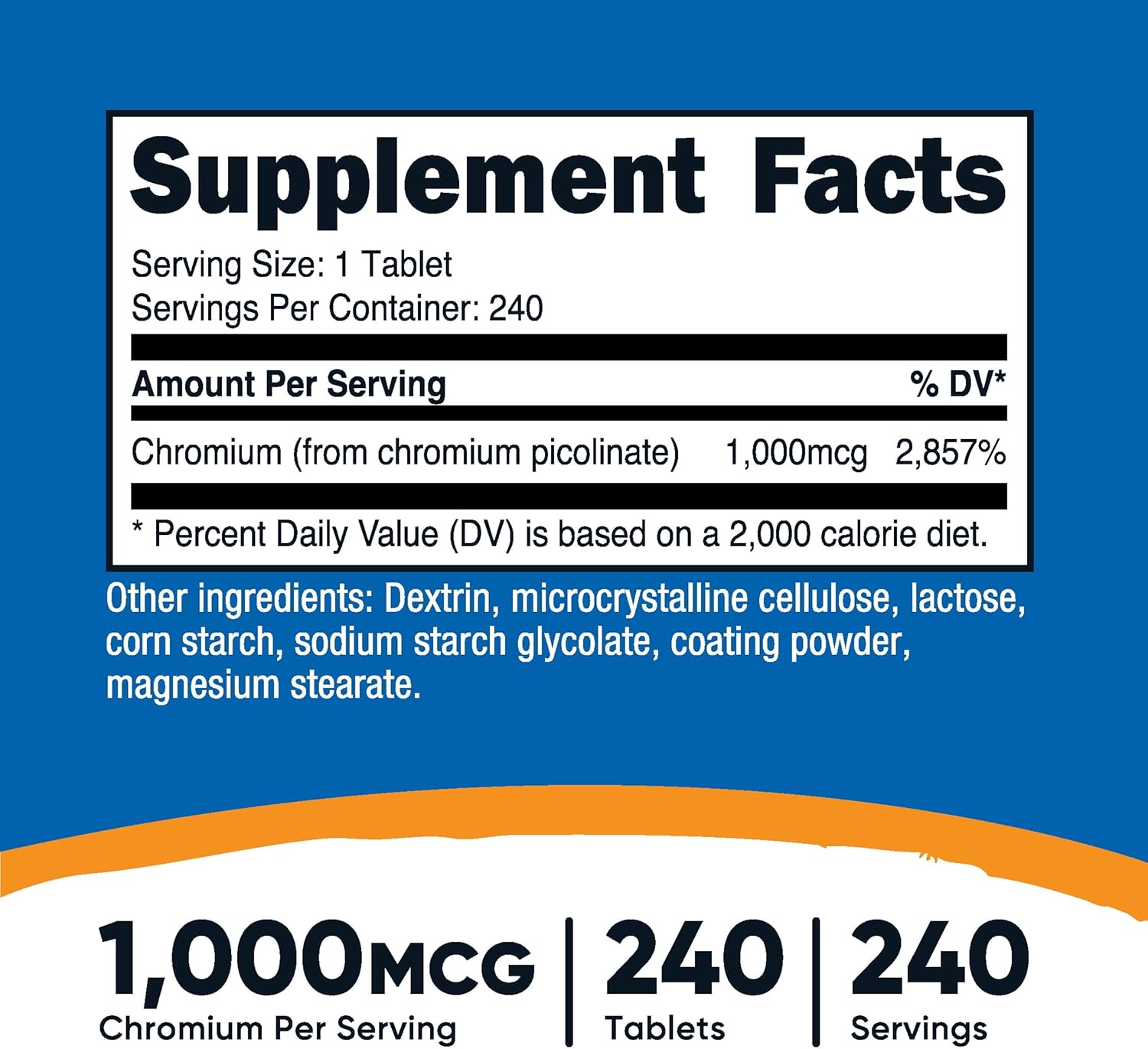 Nutricost Chromium 1000mcg, 240 Tablets - Gluten Free, Non-GMO Nirvana Guru