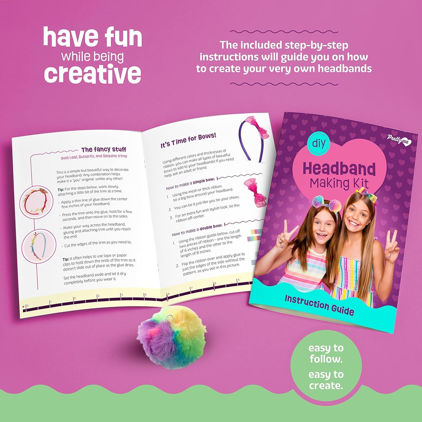 Pretty Me Headband Making Kit for Girls - Arts & Crafts Gift - Make Your Own Fashion Headbands for Kids - DIY Hair Accessories Set - Gift for Ages 5-12 Year Old Girl - Little Kids Art & Craft Gifts Nirvana Guru