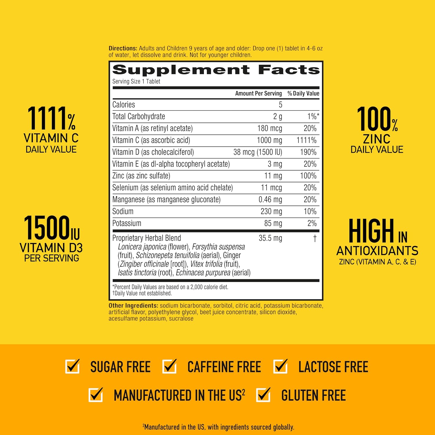 Airborne 1000mg Vitamin C + Zinc Sugar Free Multivitamin Immune Support Effervescent Fizzy Drink Tablets, Zesty Orange Flavor with Powerful Antioxidants Vitamins A C & E, 30 Tablets (3 Pack) Nirvana Guru