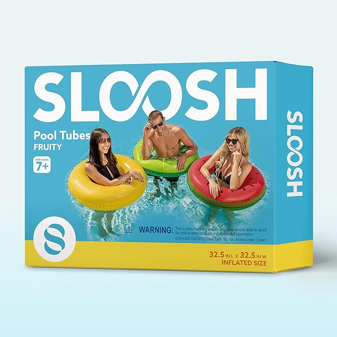 JOYIN Inflatable Swim Tube Raft (3 pack) with Summer Fruits Painting, Pool Toys for Swimming Pool Party Decorations nirvanaguru