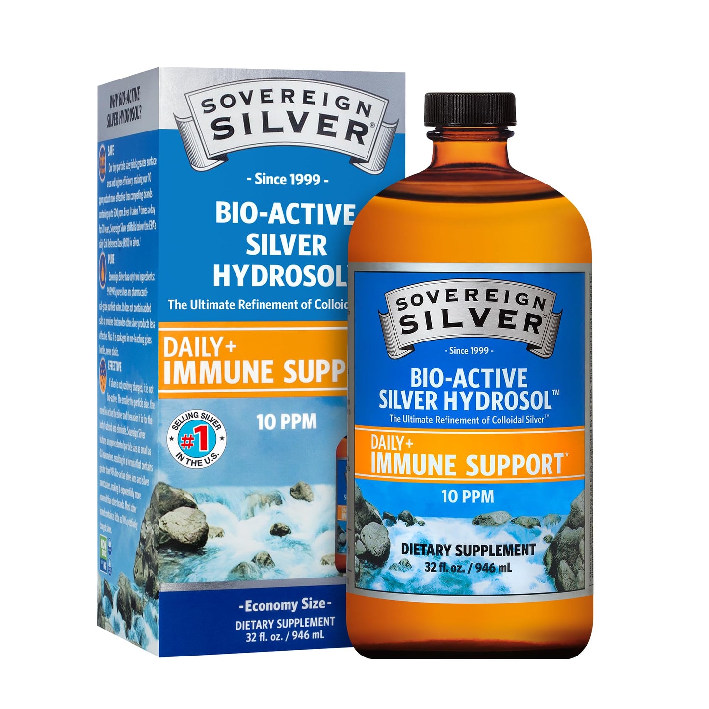 Sovereign Silver Immune Support - Colloidal Silver, Bio-Active Silver Hydrosol, 10 ppm, Liquid Dropper, 4 Fl Oz, (118 mL) Nirvana Guru