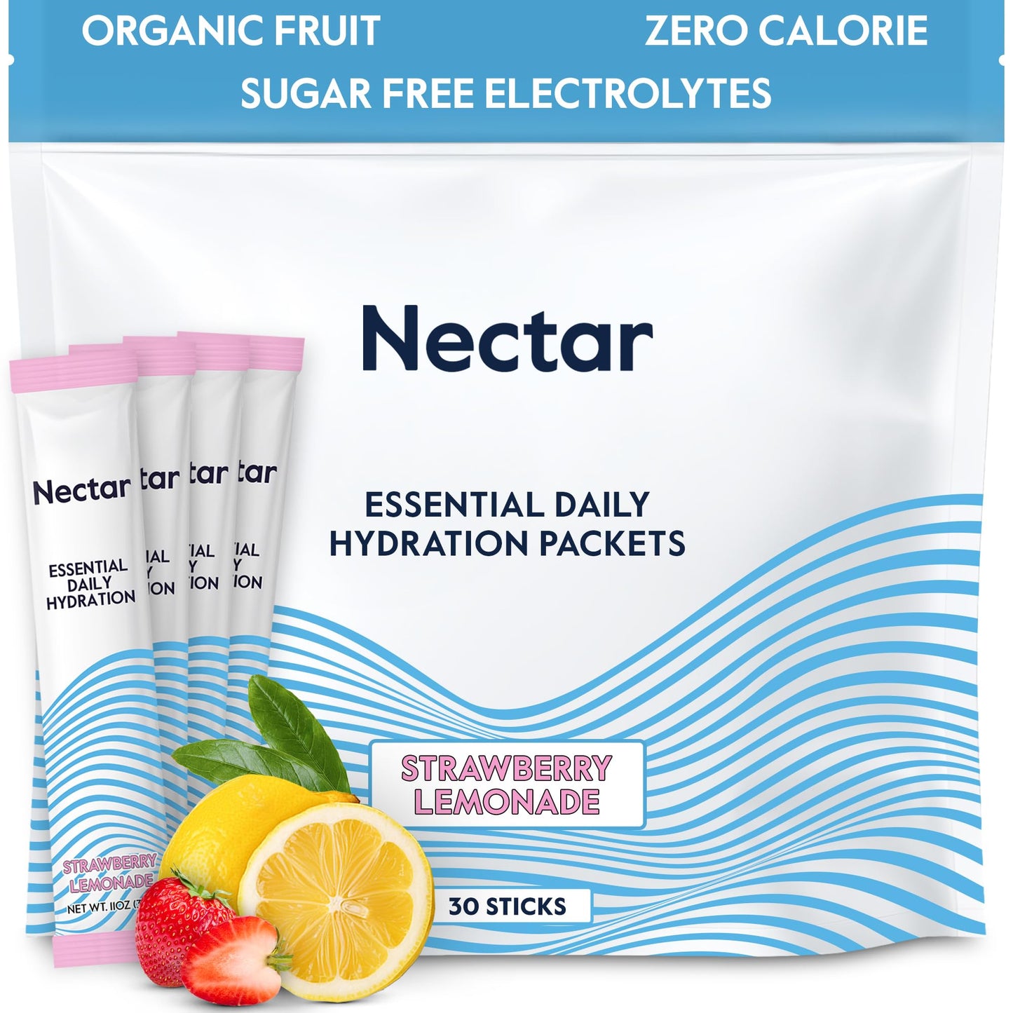 Nectar Hydration Packets - Electrolytes Powder Packets - Sugar Free & 0 Calorie - Organic Fruit Liquid Daily IV Hydrate Packets for Dehydration Relief & Rehydration (Tropical 30 Pack) - Nirvana Guru