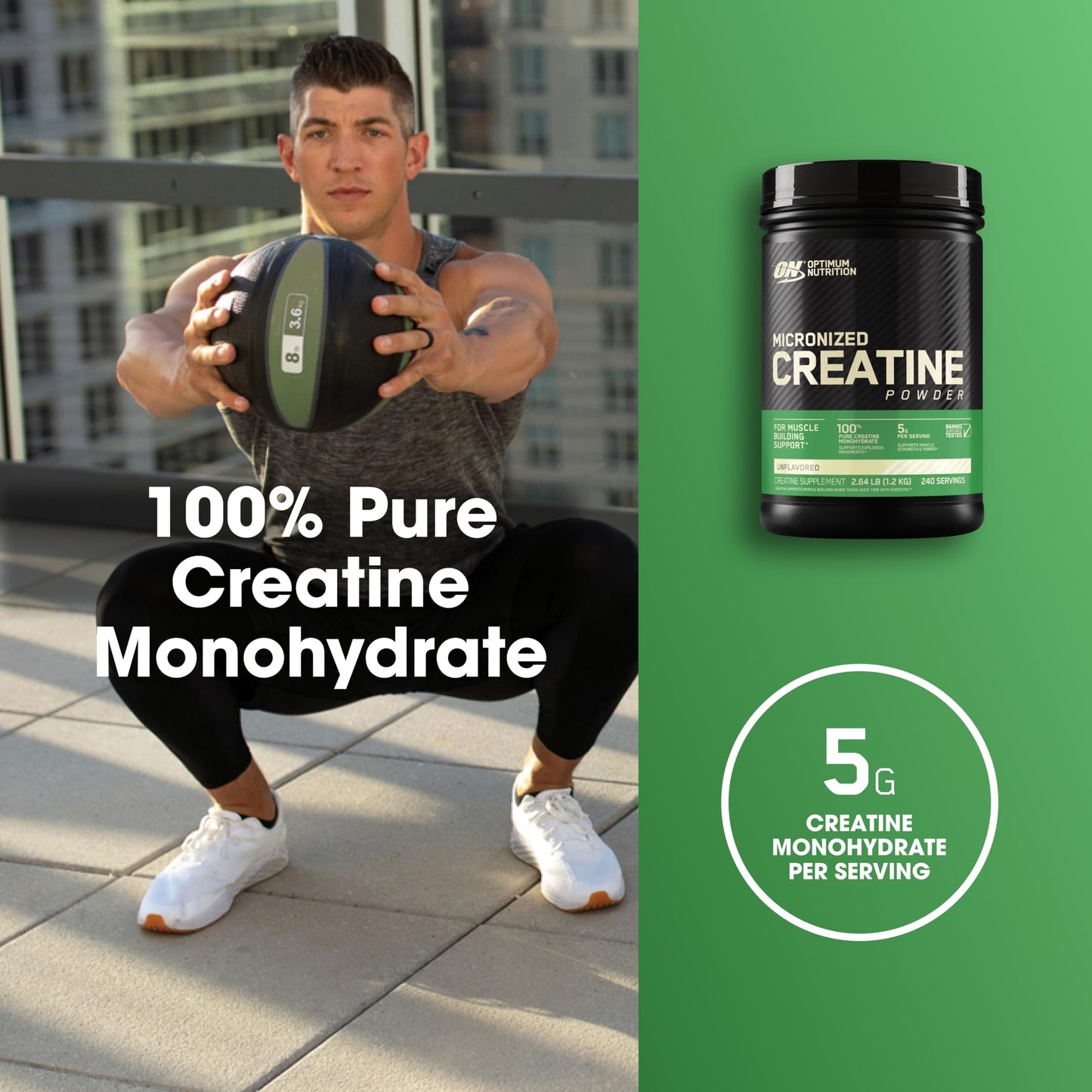 Optimum Nutrition Micronized Creatine Monohydrate Powder, Unflavored, 120 Servings, 600 Grams (Packaging May Vary) Nirvana Guru