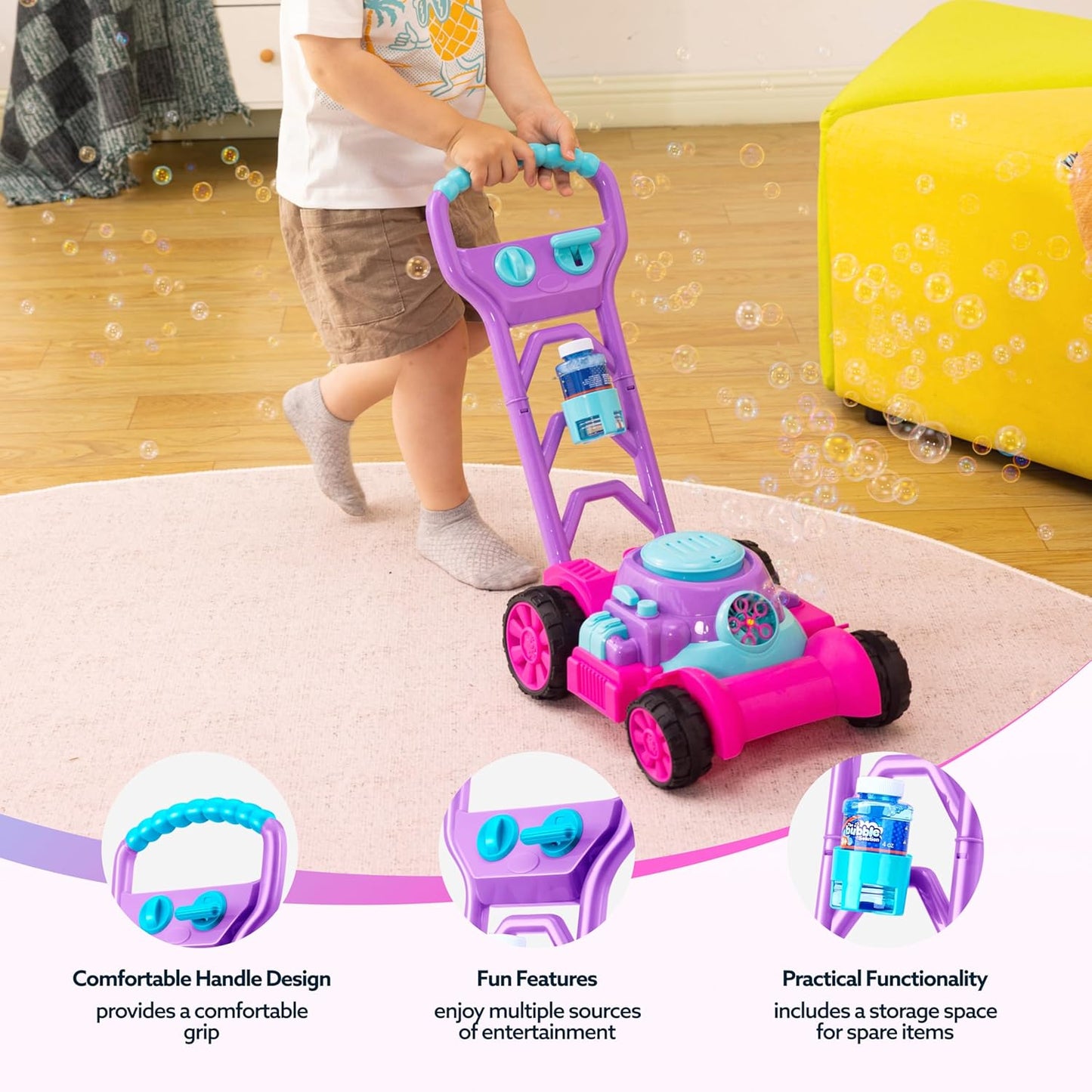 SLOOSH Bubble Lawn Mower Toddler Toys - Kids Bubble Machine Summer Outdoor Push Toy Games, Backyard Garden Outside Play Toddlers Preschool Boys Girls Birthday Gifts Nirvana Guru