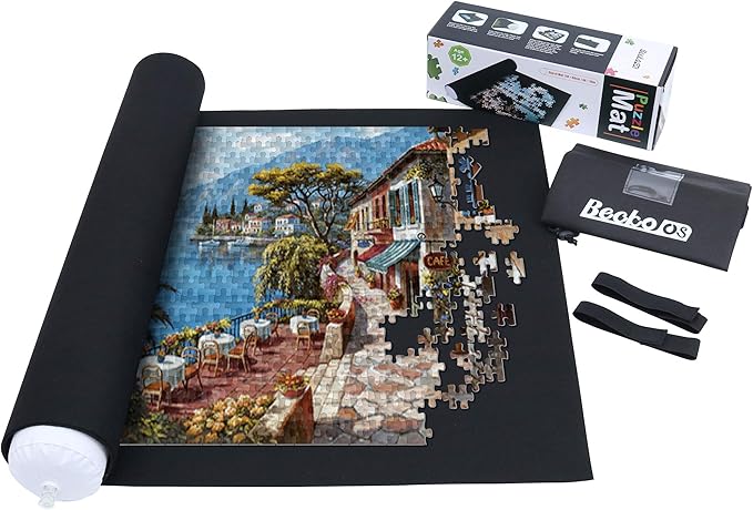 Becko US Puzzle Mat Roll Up with Drawstring Storage Bag, Felt Rollup Mat for Easy Transport & Storage, Portable Puzzle Board Puzzles Saver Keeper for Jigsaw Puzzles Up to 1500 Pieces nirvanaguru