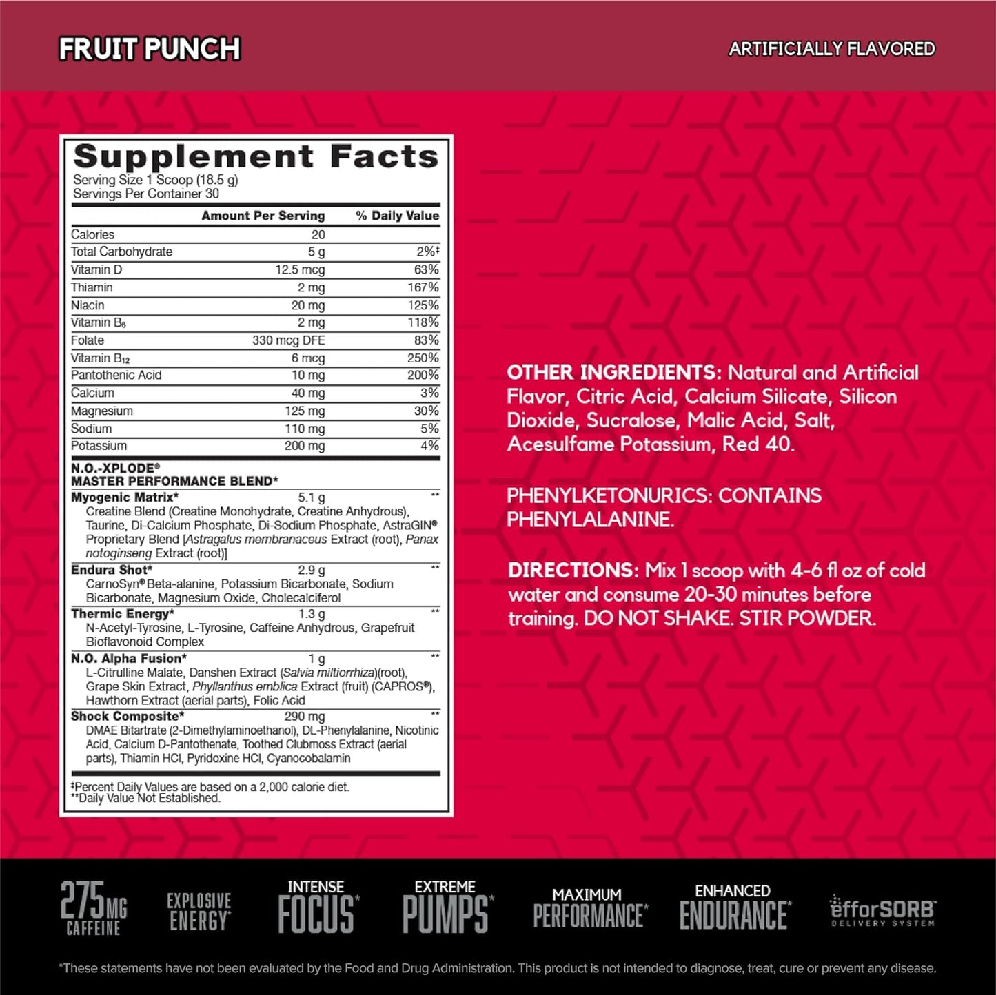 BSN N.O.-XPLODE Pre Workout Powder, Energy Supplement for Men and Women with Creatine and Beta-Alanine, Flavor: Fruit Punch, 30 Servings Nirvana Guru