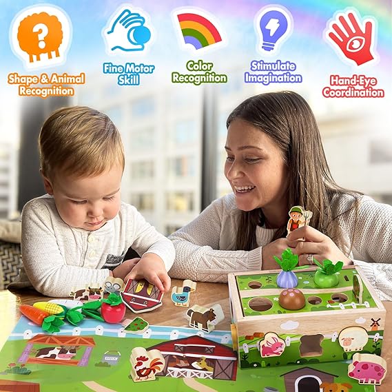 Montessori Wooden Sensory Toddler Toys: Toy for 1 Year Old Boys Girls Birthday Gifts | 1st One First Birthday Gift for 1 Year Old Girl Boy, Educational Learning Toy for 1-2 Year Old Fine Motor Skills nirvanaguru
