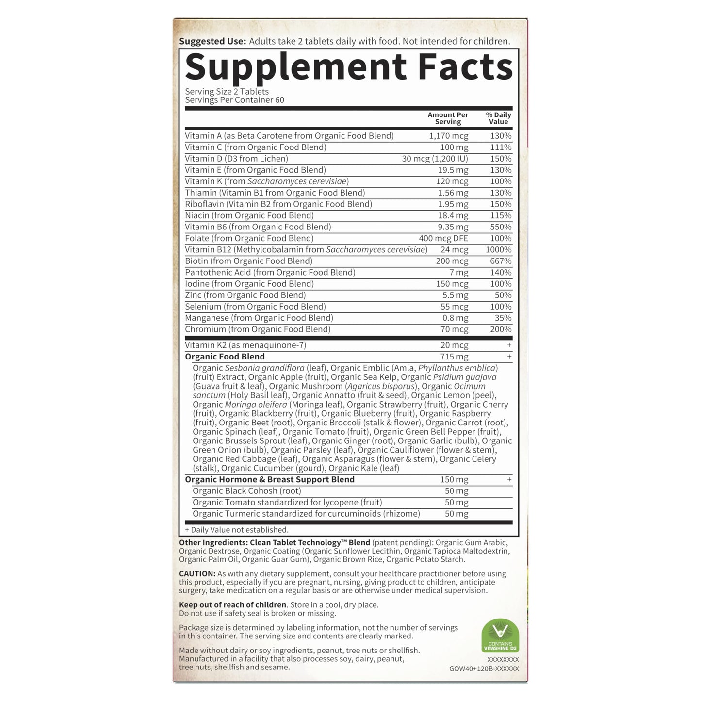 Garden of Life Organics Vitamins for Women 40 Plus - 120 Tablets, Womens Multi 40 Plus, Vegan Vitamins for Women Over 40, Hormone & Breast Health Support Blend, Whole Food Womens Multivitamin - Nirvana Guru