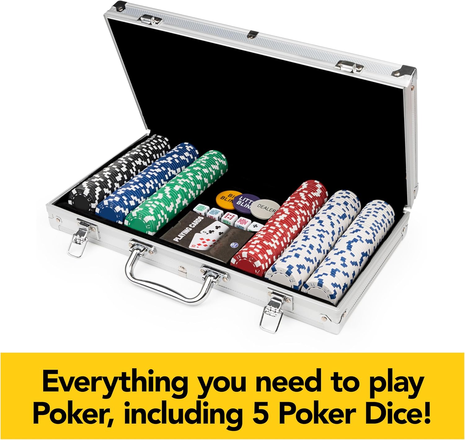 Spin Master Games, Cardinal Classics, 300-Piece Poker Set with Aluminum Carrying Case & Professional Weight Chips & Poker Dice, for Ages 8+ Nirvana Guru