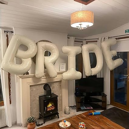 40 Inch Beige BRIDE Balloons Bachelorette for Bridal Shower, Cream White Sand Bride Mylar Foil Banner Letter Sign, Bridal Balloon Banner for Wedding Engagement Bride To Be Party Favors Decorations nirvanaguru