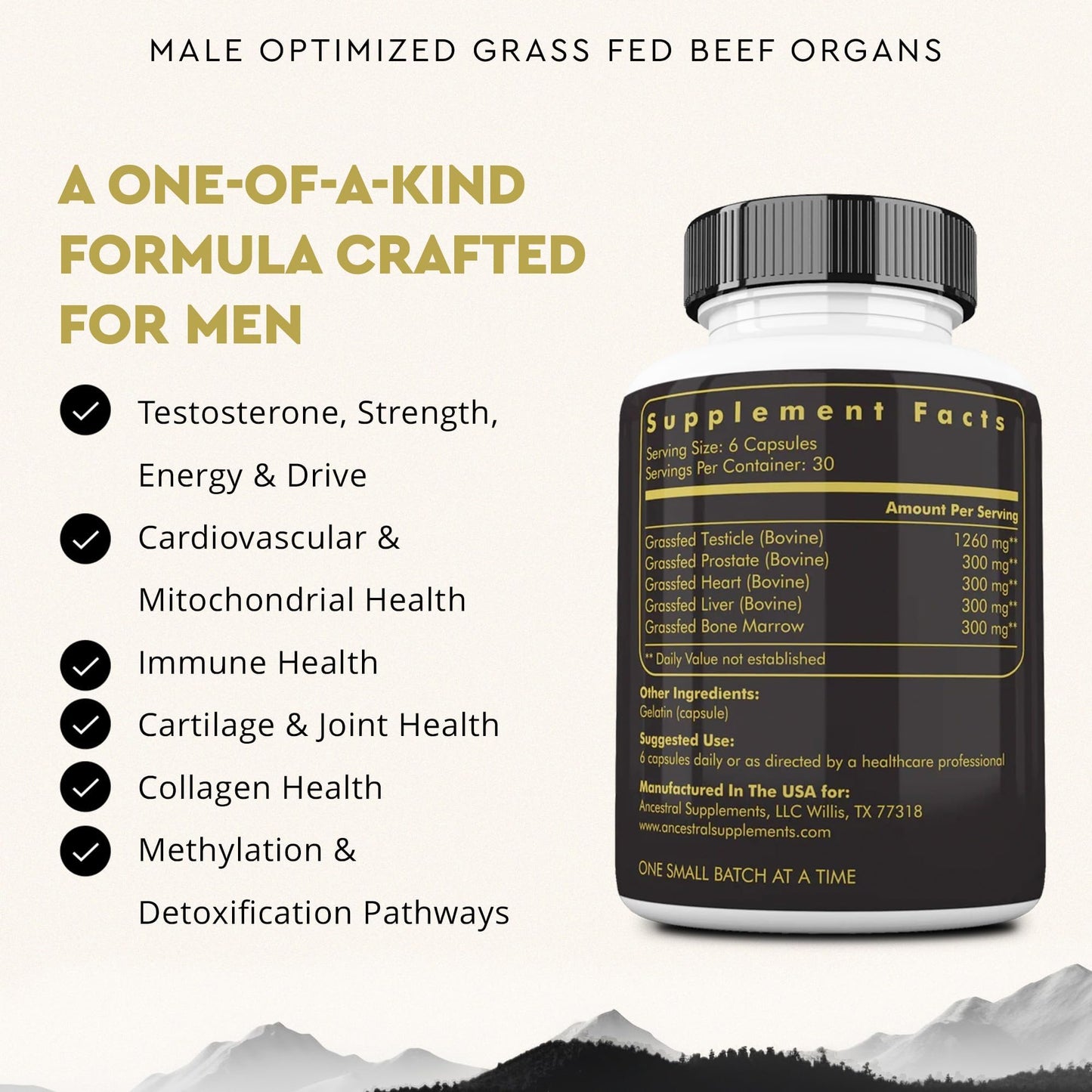 Ancestral Supplements Grass Fed Beef Liver 180 Capsules, Supports Energy Production, Detoxification, Digestion, Immunity and Full Body Wellness, Non-GMO, Freeze Dried Liver Health Supplement