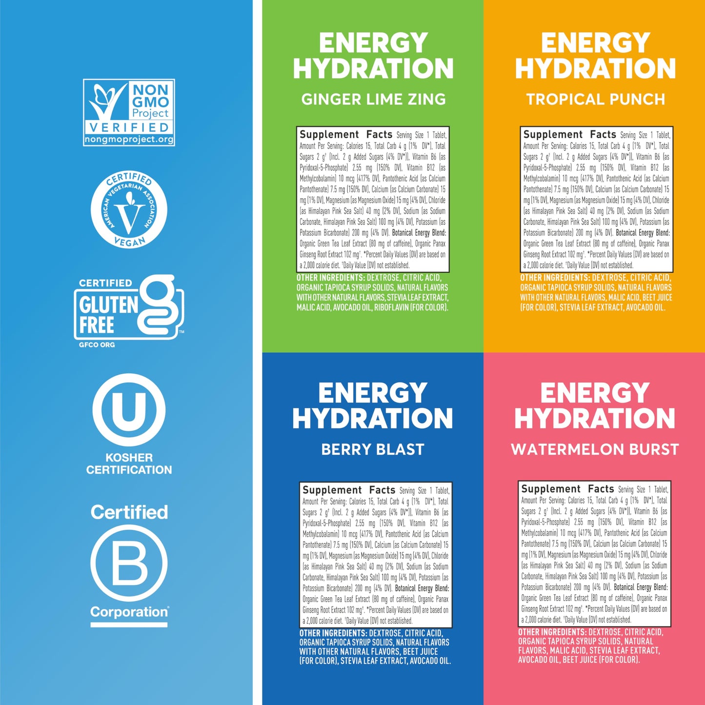 Nuun Energy Electrolyte Tablets with Ginseng, Caffeine from Green Tea Extract, Vitamin B12, B6, B5, Magnesium & 4 Other Electrolytes, Gluten Free & Vegan, Tropical Punch, 8 Pack (80 Servings Total) Nirvana Guru