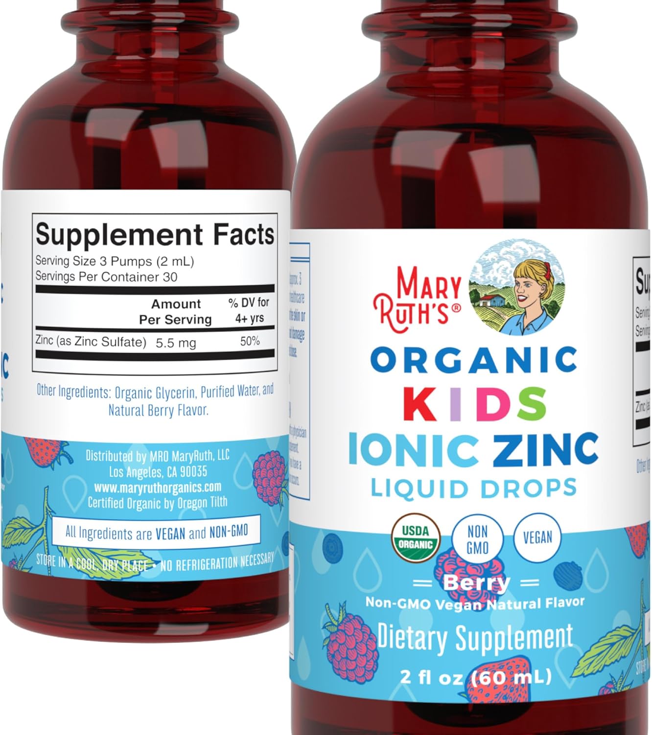 MaryRuth Organics Zinc Supplement for Immune Support, Immune Support Supplement for Kids, Ages 4-13, Zinc Sulfate, Vegan, USDA Organic, Glycerin Based, 2 Fl Oz - Nirvana Guru