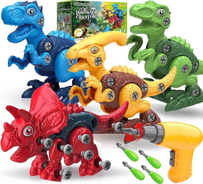 Dinosaur Toys for 3, 4, 5, 6, 7 Year Old Boys, Take Apart Toys with Electric Drill for Kids, STEM Educational Construction Building Toy, Ideal Birthday Christmas Easter Gifts, Incl Tyrannosaurus Rex nirvanaguru
