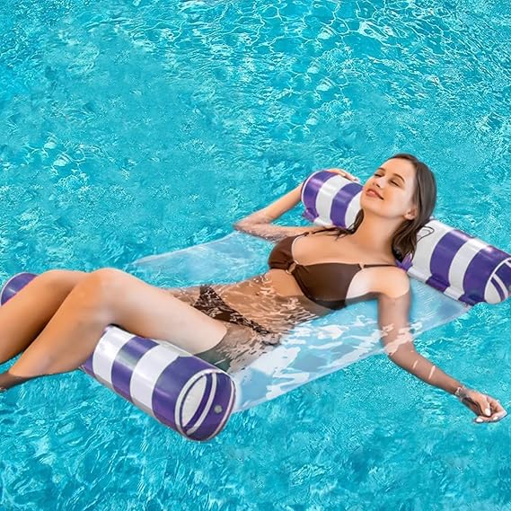 2-Pack Swimming Pool Float Hammock, Multi-Purpose Inflatable Hammock Pool Hammock (Saddle, Lounge Chair, Hammock, Drifter), Water Hammock Lounge nirvanaguru