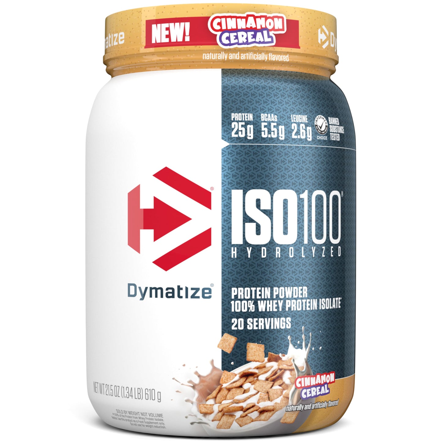 Dymatize ISO100 Whey Protein Powder Isolate, Gourmet Chocolate, 25g of Protein, 20 Servings, 5.5g BCAAs, Less Than 120 Cal., Gluten Free, 1g Fat, 1g Sugar, 2g Carb