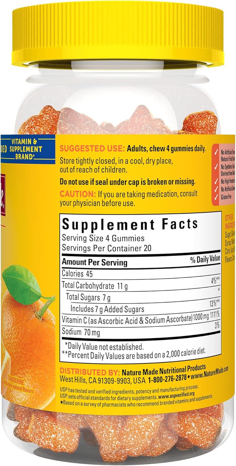 Nature Made Maximum Strength Dosage Vitamin C 1000mg per Serving, Immune Support Vitamin C Gummies for Adults, 80 Vitamin C Gummies, 20 Day Supply - Nirvana Guru