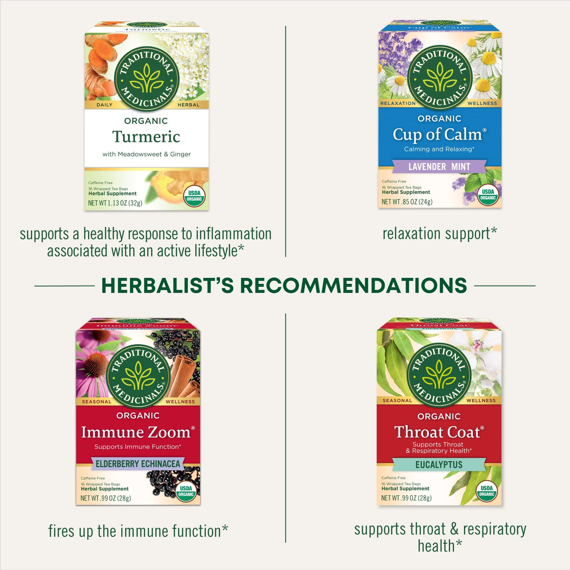 Traditional Medicinals Organic Red Clover, Caffeine Free, 16 Wrapped Tea Bags, 1.13 oz (32 g) - Nirvana Guru