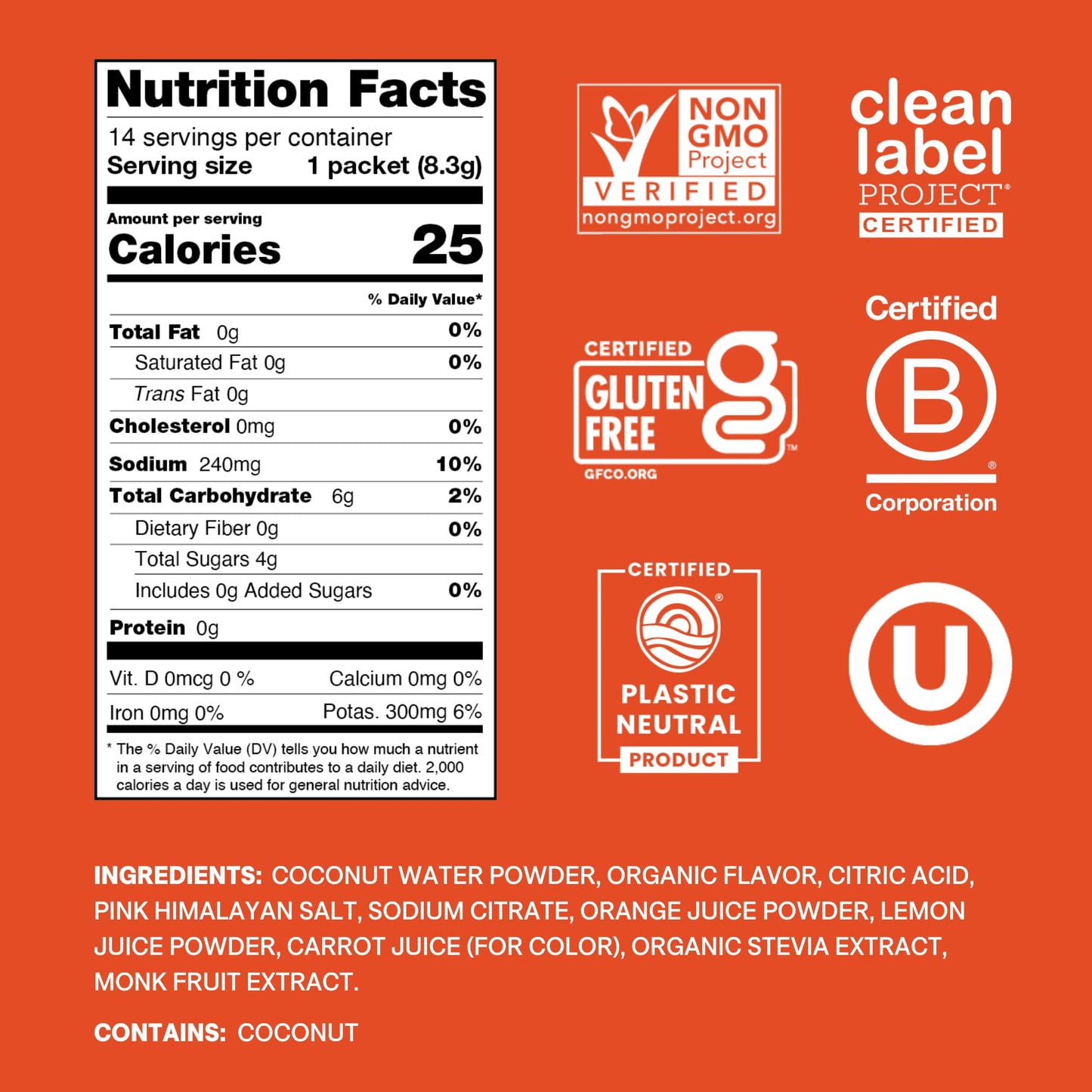 Cure Hydration | Plant-Based Electrolyte Drink Mix | No Added Sugar | FSA & HSA | Dehydration Relief Powder Made with Coconut Water | Non-GMO | Vegan | Pouch of 14 Packets - Berry Pomegranate