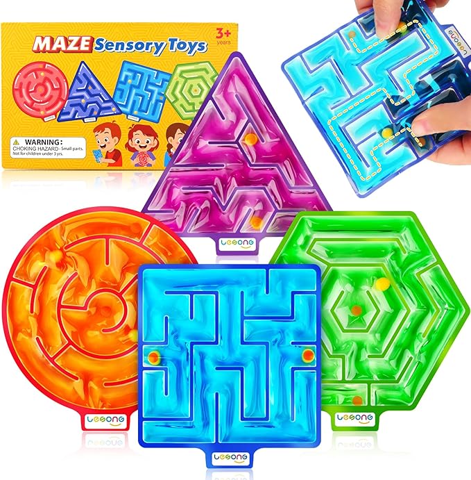 Squishy Toys Sensory Fidget Toys for Kids: 4 Pack Maze Sensory Toys for Autism - Fidget Toys with Filled Goo for Calming Down Classroom Travel nirvanaguru