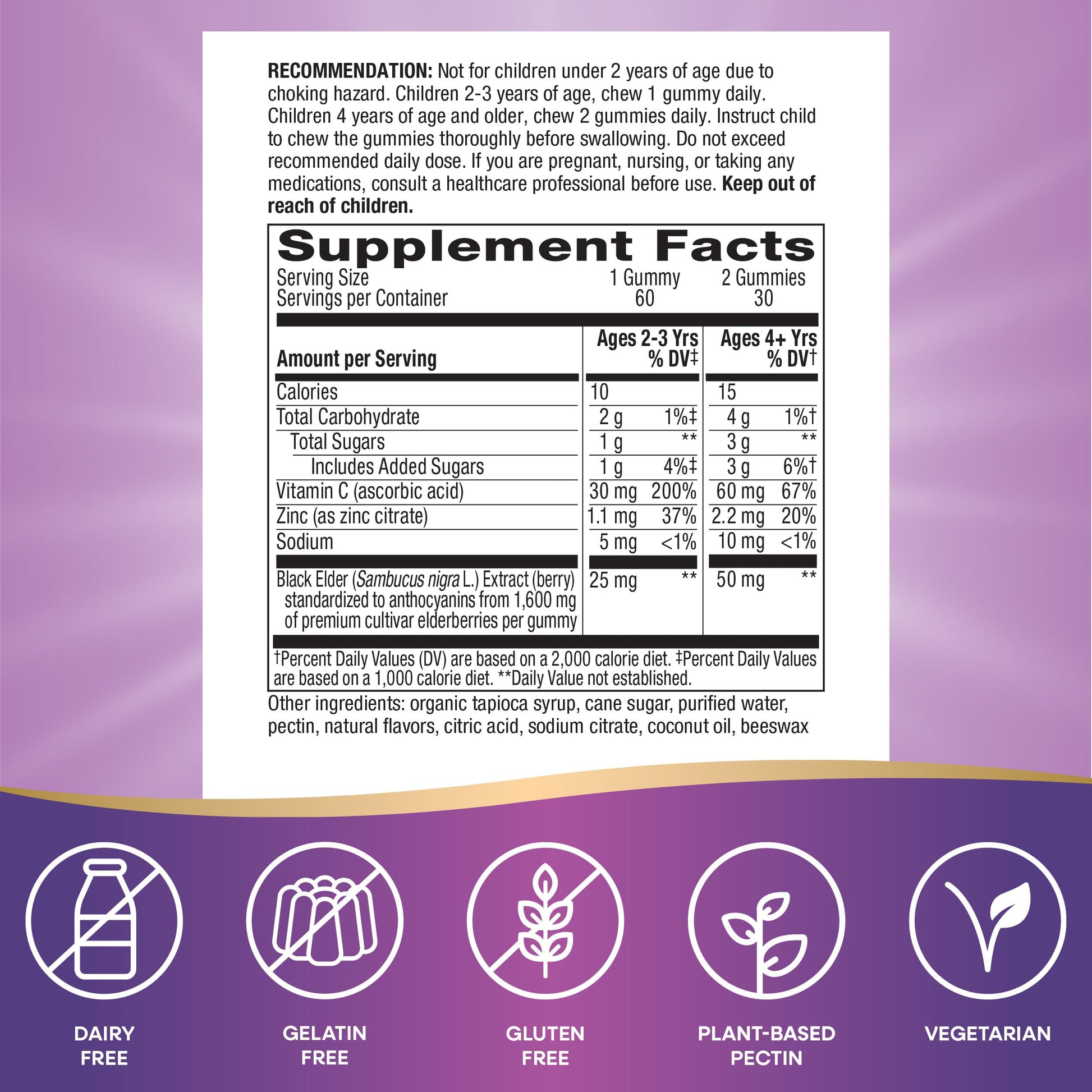 Nature's Way Sambucus Elderberry Immune Gummies for Kids, Immune Support Gummies*, with Black Elderberry Extract, Vitamin C and Zinc, 60 Gummies (Packaging May Vary) - Nirvana Guru