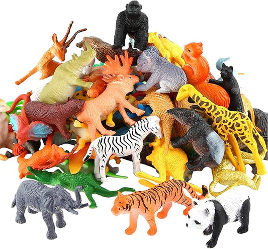 Animals Figure,54 Piece Mini Jungle Toys Set,ValeforToy Realistic Wild Vinyl Plastic Animal Learning Party Favors for Boys Girls Kids Toddlers Forest Small Playset Cupcake Topper nirvanaguru
