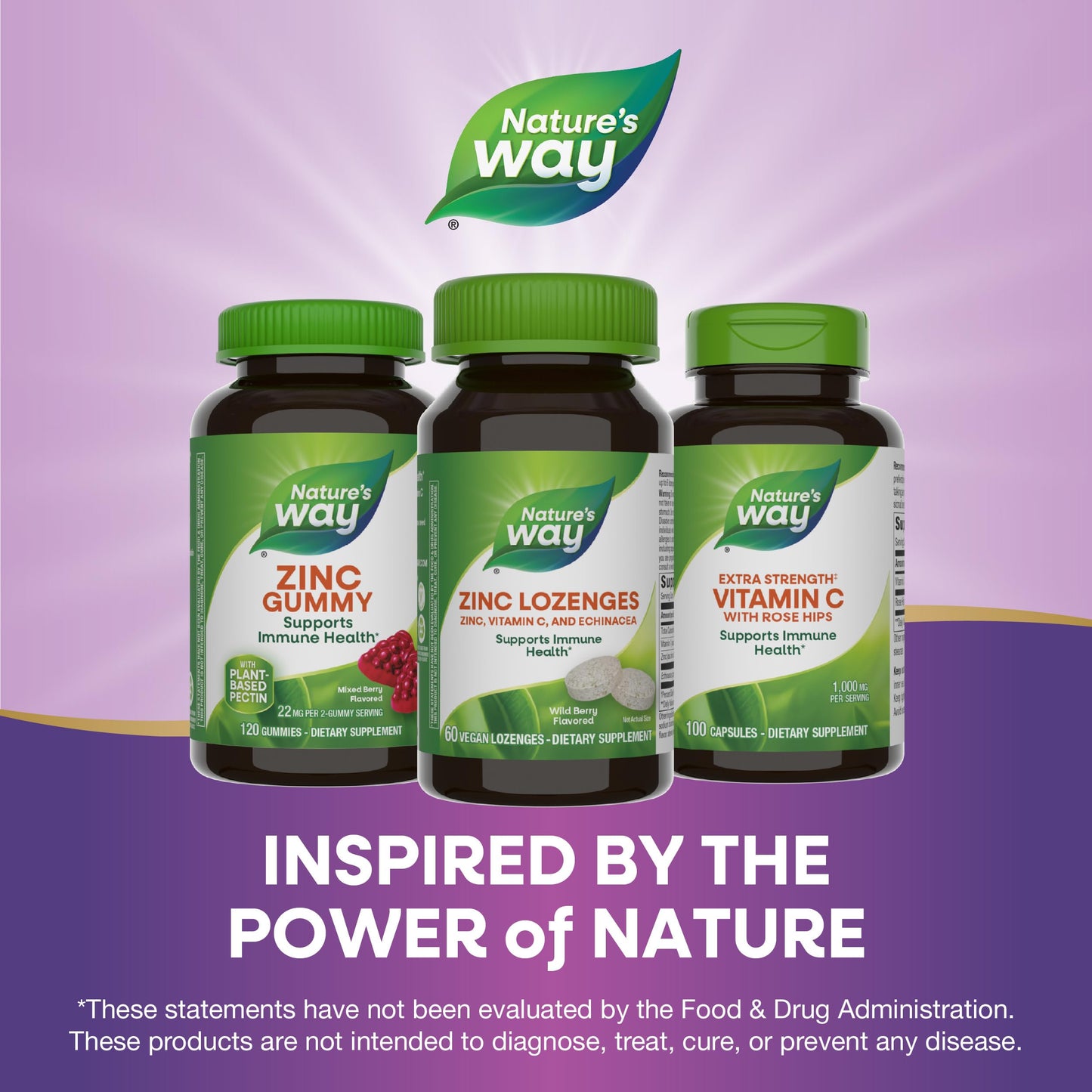 Nature's Way Zinc Lozenges with Vitamin C & Echinacea, Immune Support*, 23 mg of Zinc & 100 mg of Vitamin C per Serving, Wild Berry Flavored, 60 Lozenges (Packaging May Vary) - Nirvana Guru