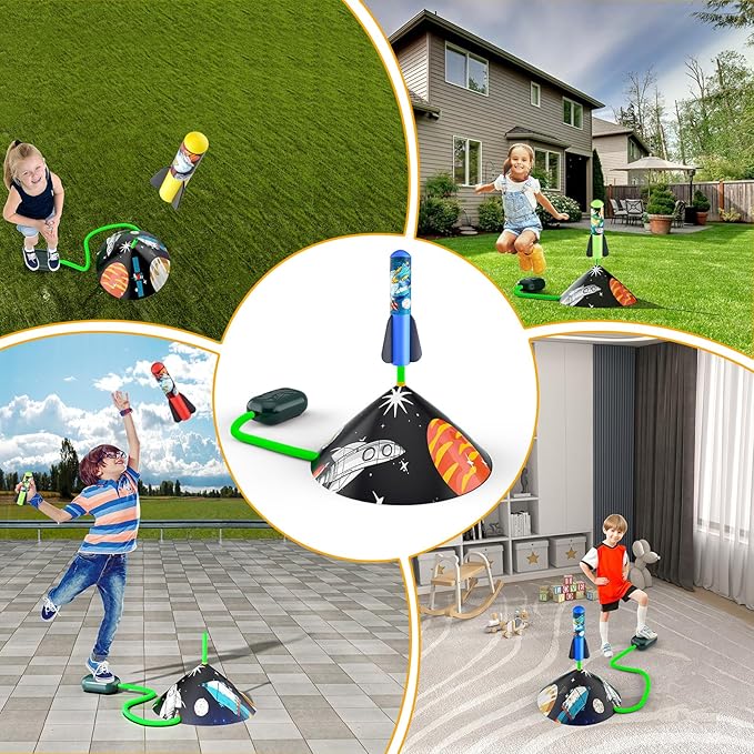 Toys Rocket Launcher for Kids - Launch up to 100 Ft, 8 Multi-Color Foam Rockets & Adjustable Launch Stand, Kids Outdoor Toys, Birthday Toys for Kids Boys Girls Age 3+ Years Old nirvanaguru