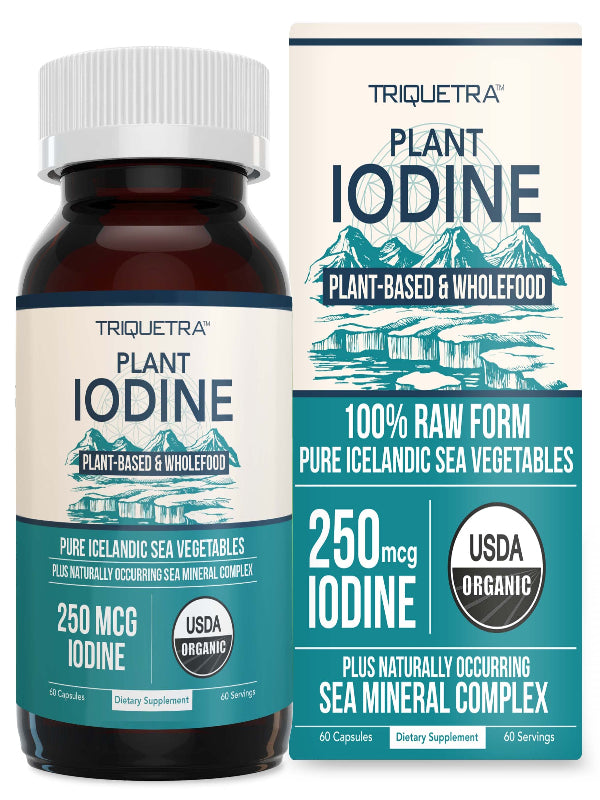 Organic Iodine Supplement from Sea Vegetable Complex, Whole Food & Raw Form - Iodine Plus Trace Mineral Complex – Contains Purest Icelandic Sea Kelp, Irish Moss & Bladderwrack (250 mcg) Nirvana Guru