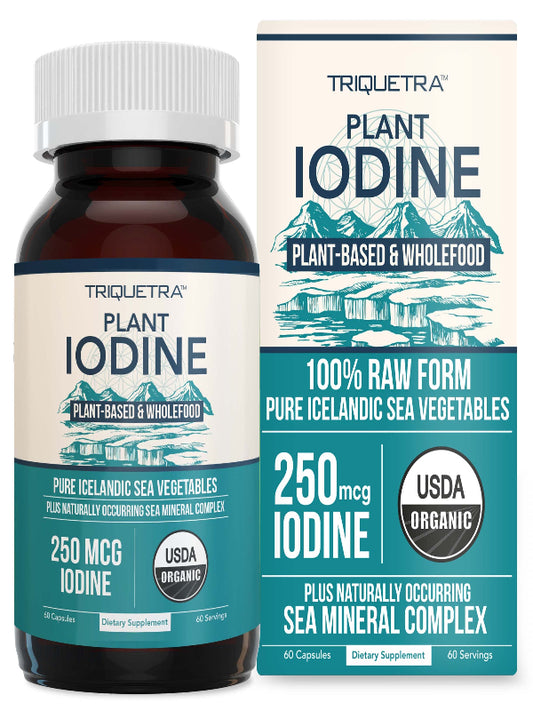 Organic Iodine Supplement from Sea Vegetable Complex, Whole Food & Raw Form - Iodine Plus Trace Mineral Complex – Contains Purest Icelandic Sea Kelp, Irish Moss & Bladderwrack (250 mcg) Nirvana Guru