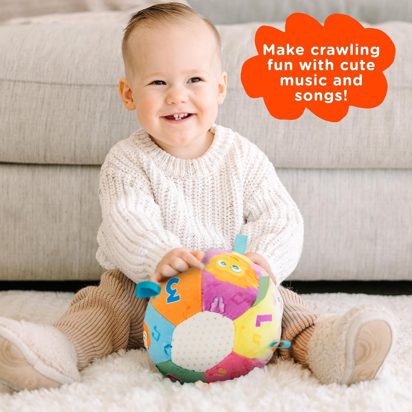 Move2Play, Hilariously Interactive Baby Ball with Music & Sound Effects | First Birthday Gift | Toddler Toy for Boys & Girls | Age 6, 9, 12, 18+ Month | 1, 2+ Year's Old Nirvana Guru