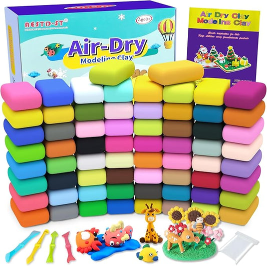 Air Dry Clay 66 Colors, Modeling Clay for Kids, DIY Model Magic Clay, Molding Clay Kit with Sculpting Tools, Non-Sticky Soft and Super Light, Arts and Crafts Gift for Boys Girls Kids nirvanaguru