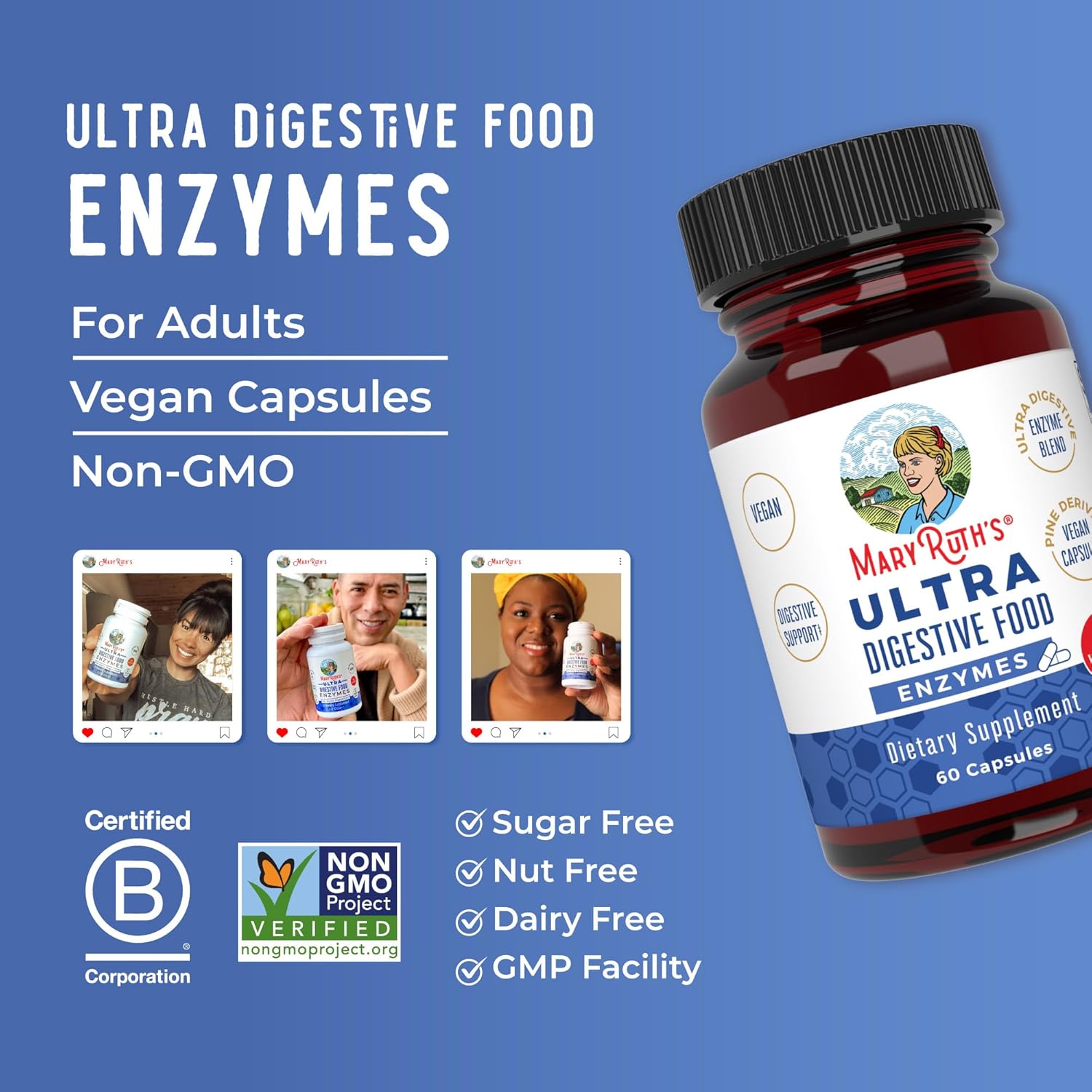 MaryRuth Organics Ultra Digestive Enzymes Capsules | Up to 2 Month Supply | Supplement for Gut Health Support | Digestion & Immune Support with Amylase | Lipase & Lactase | Vegan | 60 Count - Nirvana Guru