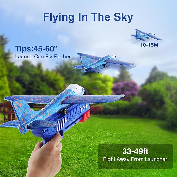 3 Pack Foam Airplane Launcher Toys, 2 Flight Mode Glider Plane,Kids Flying Toy,3 4 5 6 7 8 9 10 11 12 Year Old Boys Girls Gifts,Outdoor Sport Party Favor Nirvana Guru