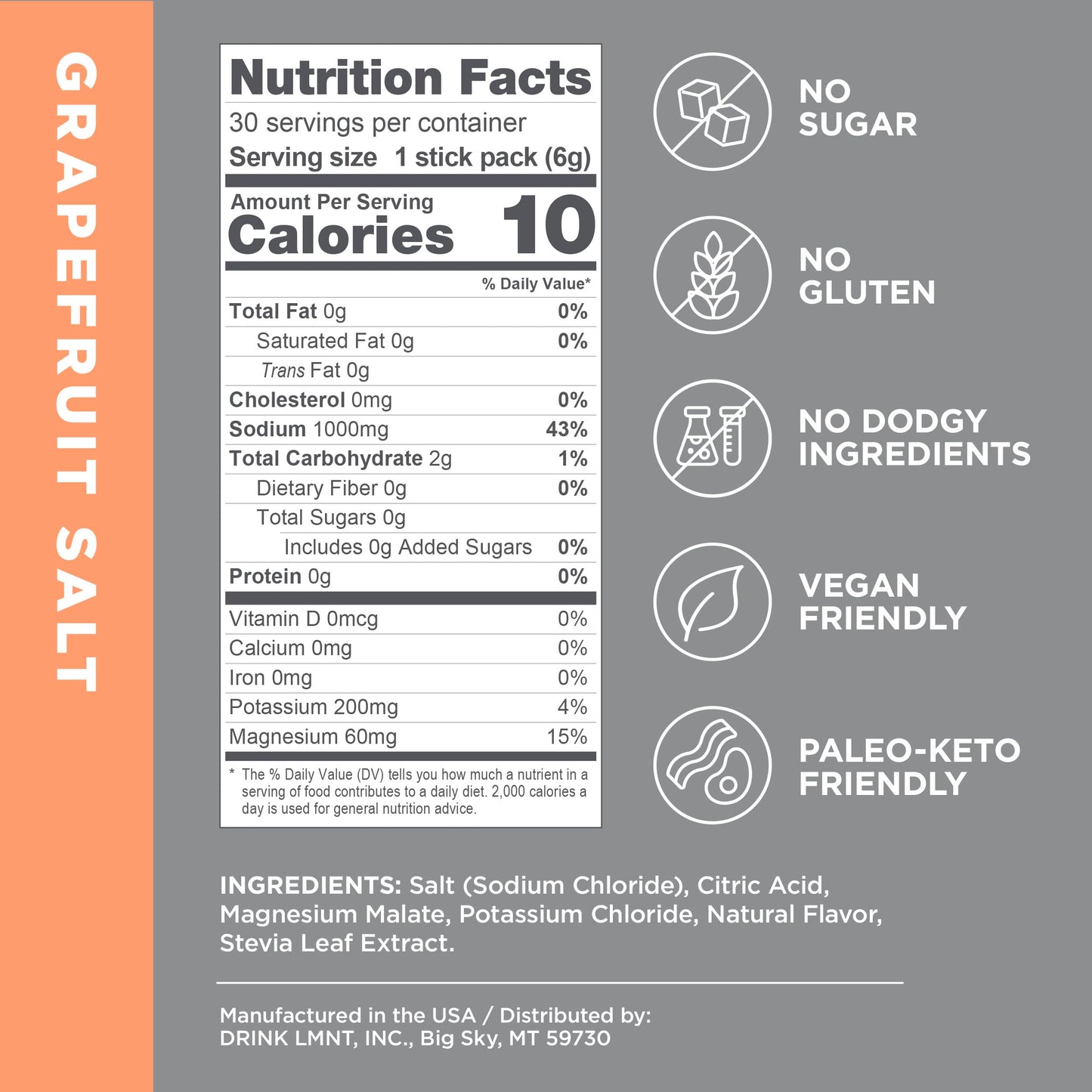 LMNT Zero Sugar Electrolytes - Watermelon Salt | Drink Mix | 30-Count