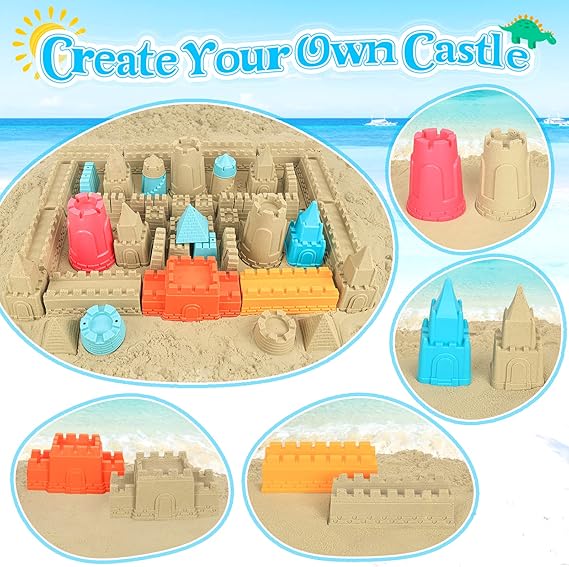 Collapsible Beach Toys for Kids Toddlers, Collapsible Sand Bucket and Shovels Set with Mesh Bag,Travel Sand Castle Building Kit, Sandbox Toys, Foldable Beach Essentials for Toddlers Kids Age 3-10 nirvanaguru