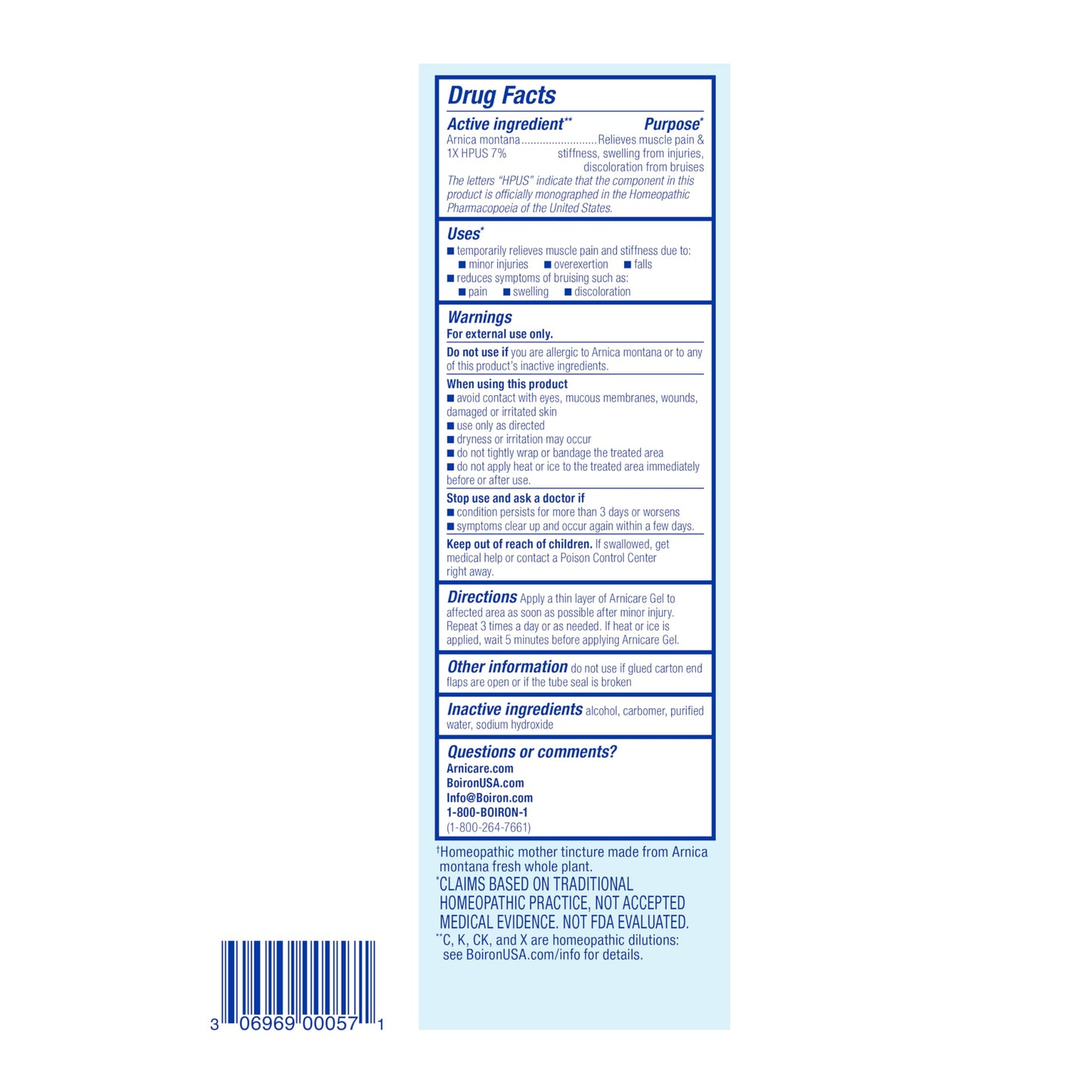 Boiron Arnicare Gel for Relief of Joint Pain, Muscle Pain, Muscle Soreness, and Swelling from Bruises or Injury - Non-greasy and Fragrance-Free - 2.6 oz